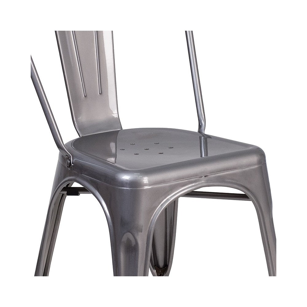 Clear Coated Metal Indoor Stackable Chair