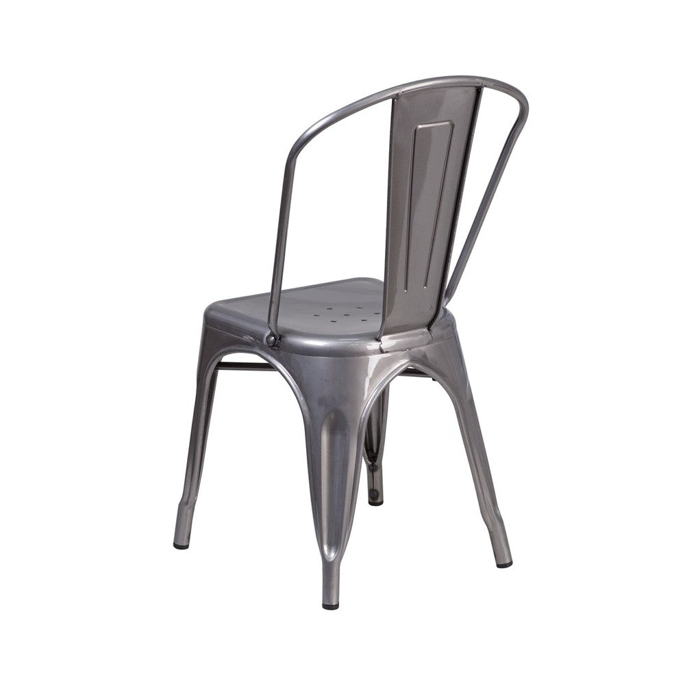 Clear Coated Metal Indoor Stackable Chair