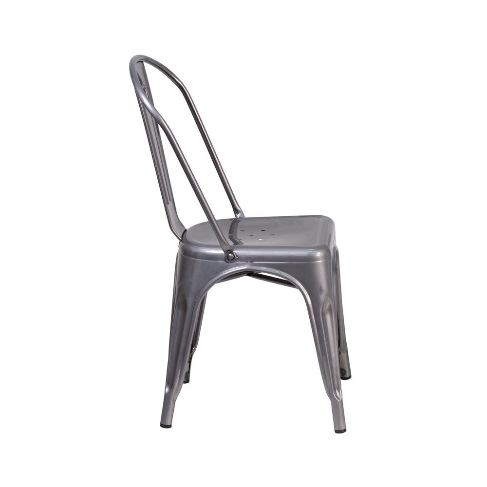 Clear Coated Metal Indoor Stackable Chair