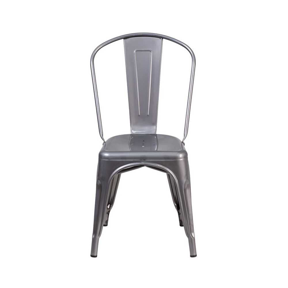 Clear Coated Metal Indoor Stackable Chair