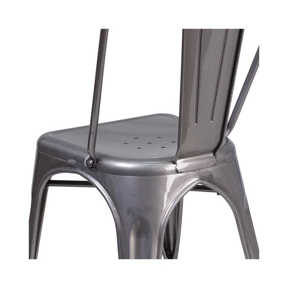Clear Coated Metal Indoor Stackable Chair