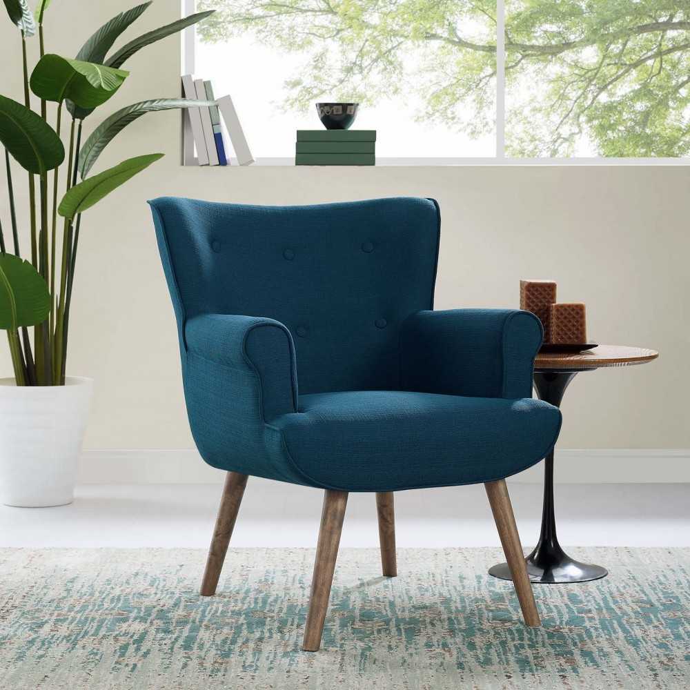 Cloud Upholstered Armchair, White, EEI-2941-AZU