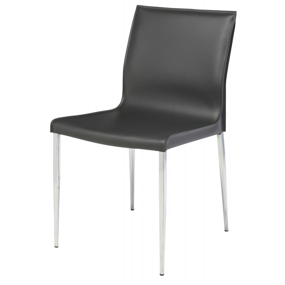 Colter Dark Gray Leather Dining Chair, HGAR396
