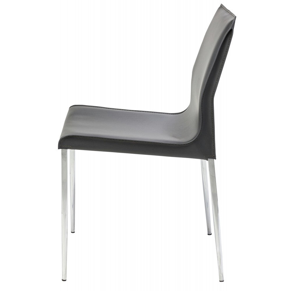 Colter Dark Gray Leather Dining Chair, HGAR396