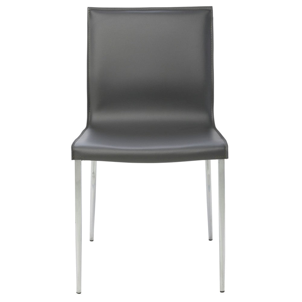 Colter Dark Gray Leather Dining Chair, HGAR396
