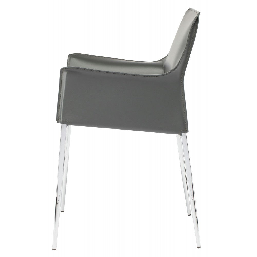 Colter Dark Gray Leather Dining Chair, HGAR401