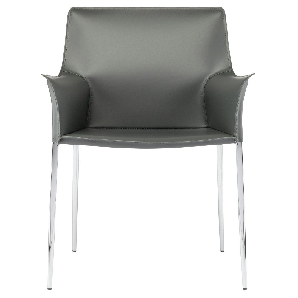Colter Dark Gray Leather Dining Chair, HGAR401