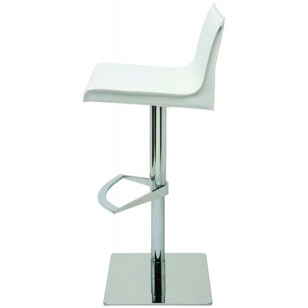 Colter White Leather Adjustable Stool
