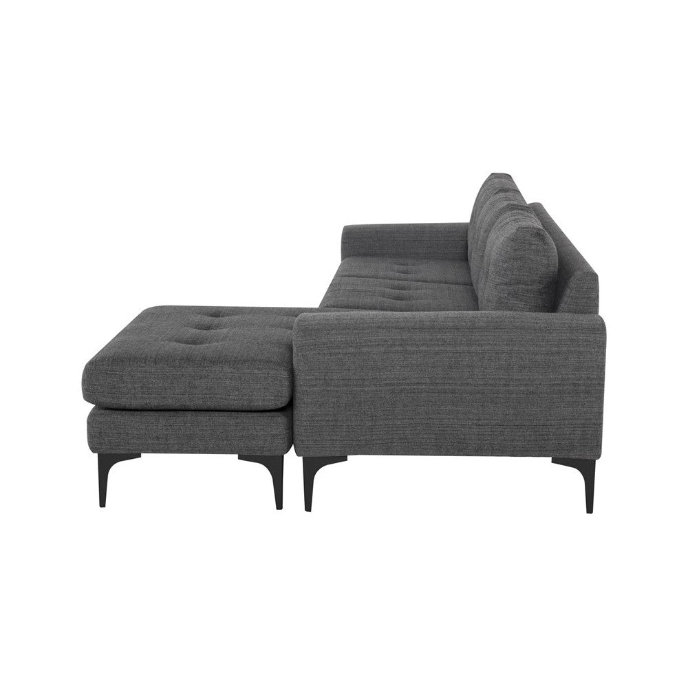 Colyn Dark Gray Tweed Fabric Sectional Sofa, HGSC514