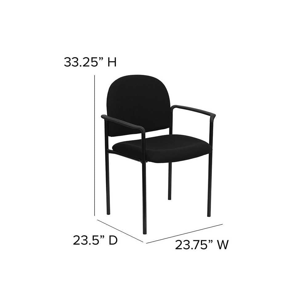 Comfort Black Fabric Stackable Steel Side Reception Chair with Arms