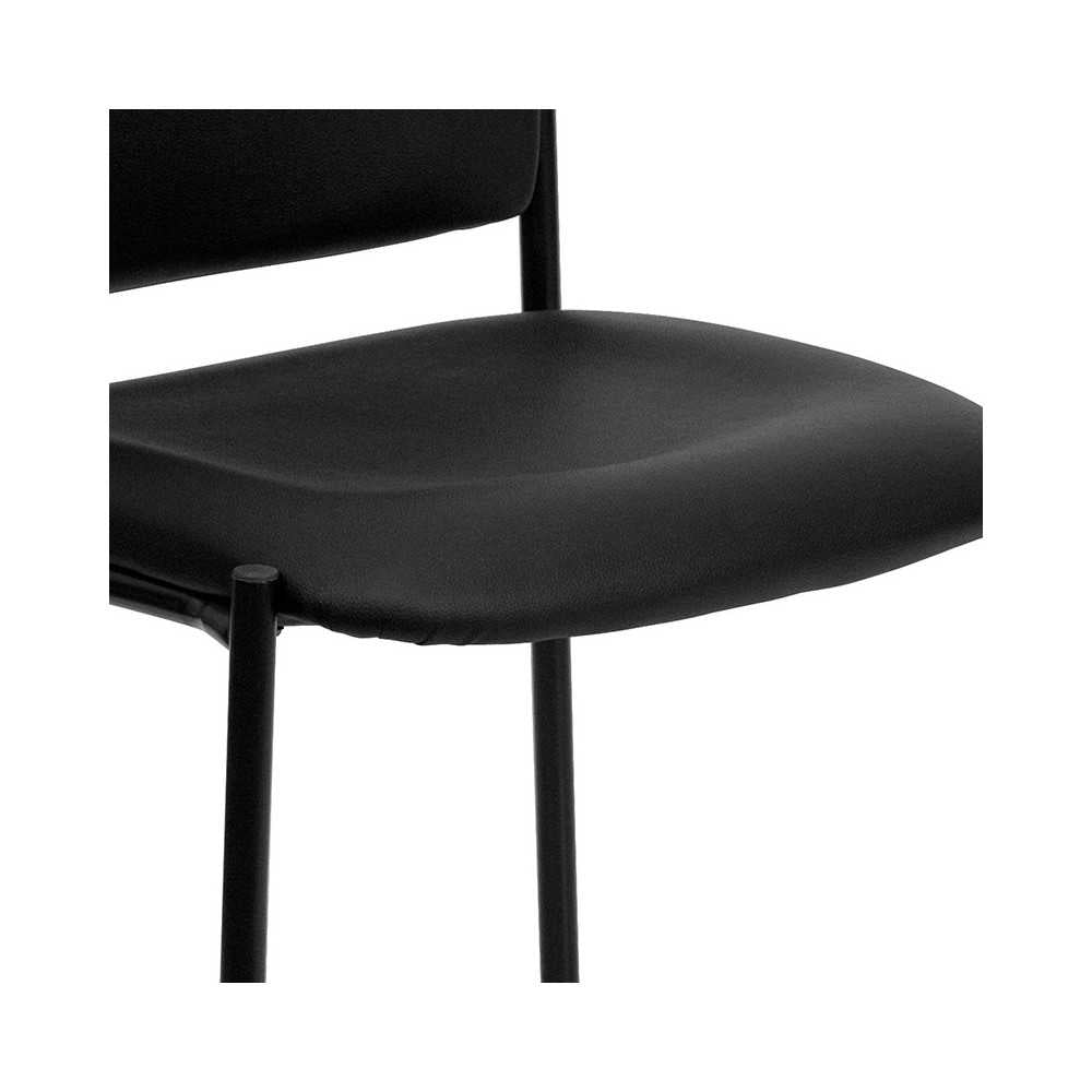 Comfort Black Vinyl Stackable Steel Side Reception Chair