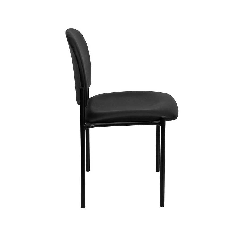 Comfort Black Vinyl Stackable Steel Side Reception Chair