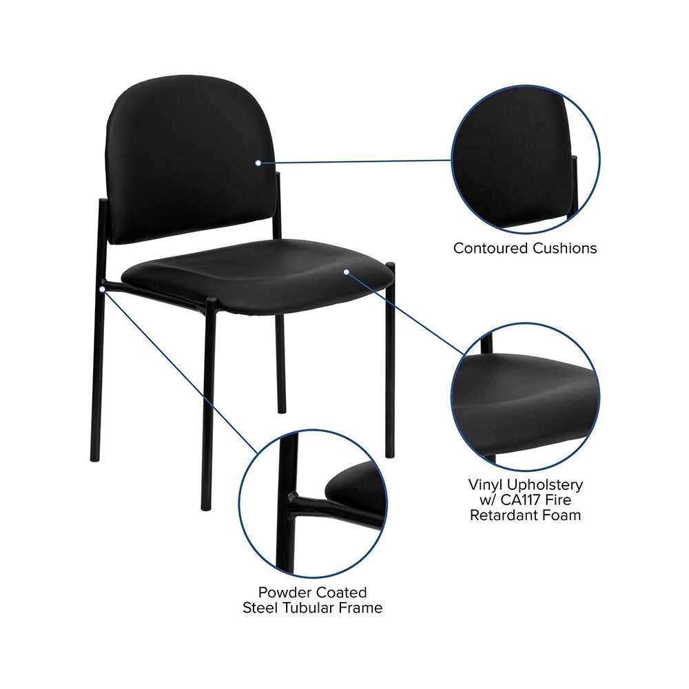 Comfort Black Vinyl Stackable Steel Side Reception Chair