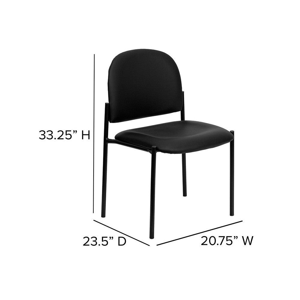 Comfort Black Vinyl Stackable Steel Side Reception Chair