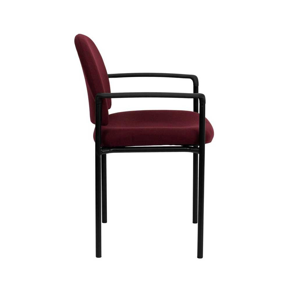 Comfort Burgundy Fabric Stackable Steel Side Reception Chair with Arms
