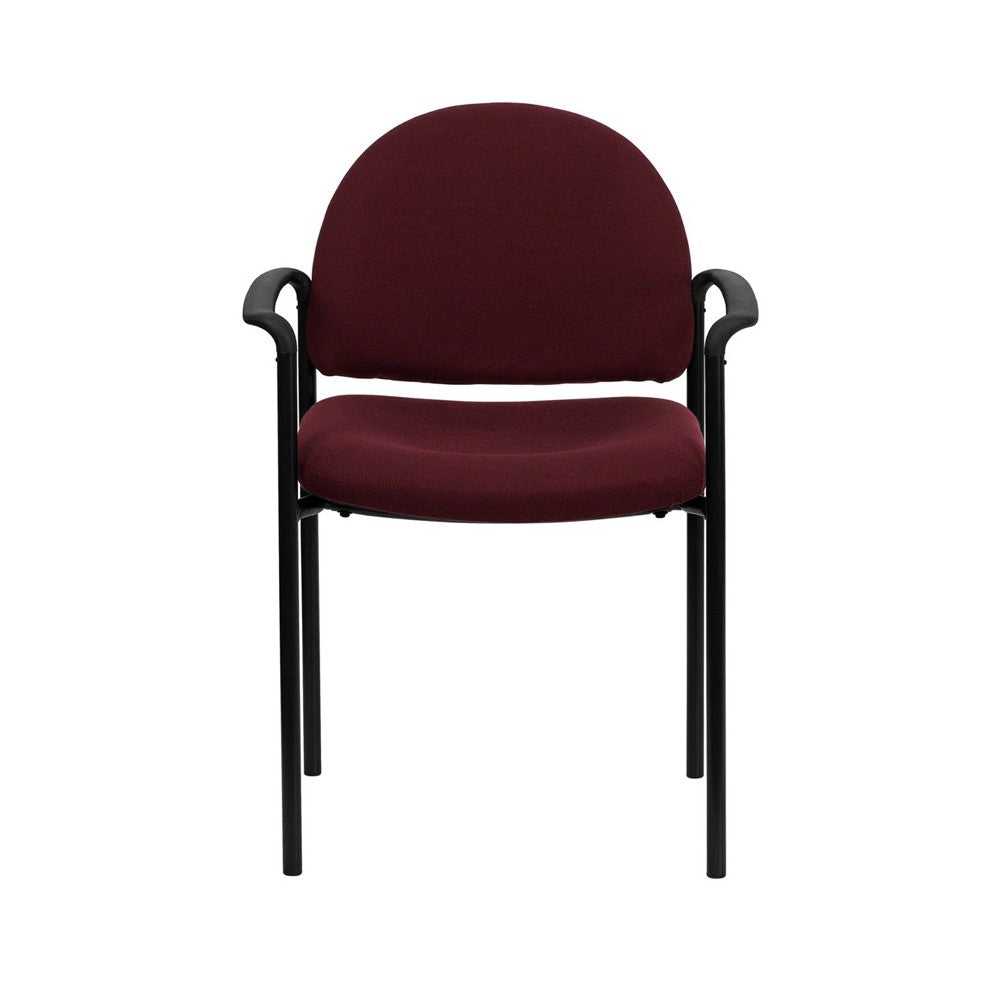 Comfort Burgundy Fabric Stackable Steel Side Reception Chair with Arms