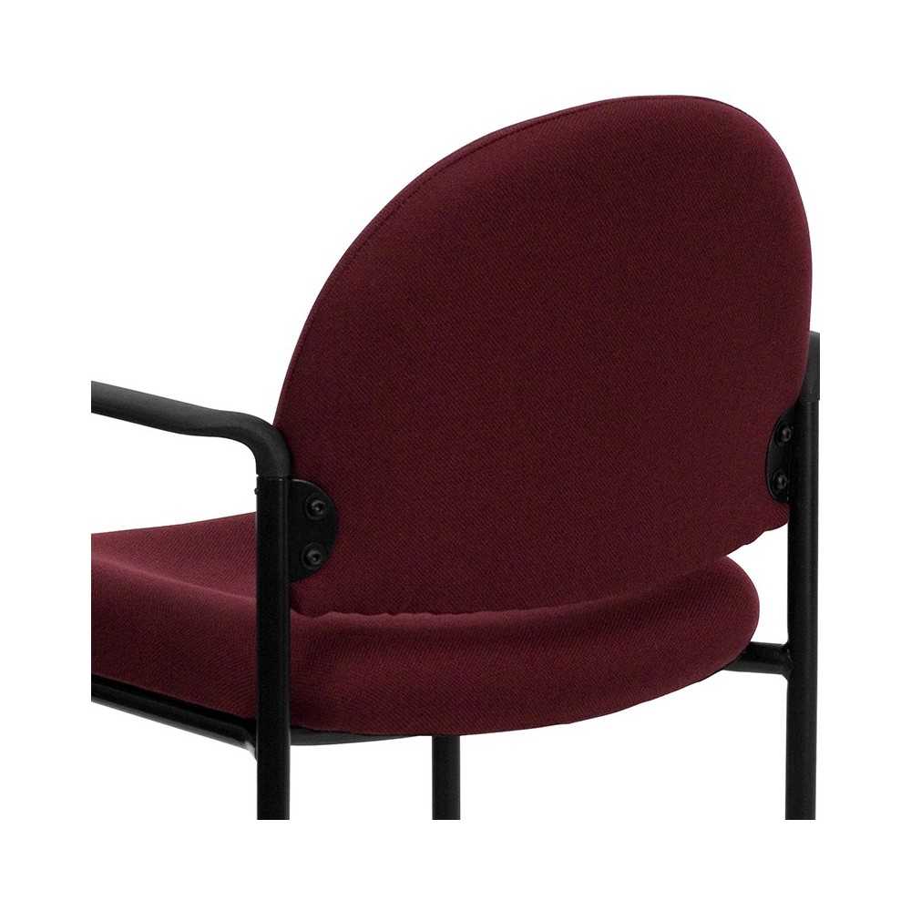 Comfort Burgundy Fabric Stackable Steel Side Reception Chair with Arms
