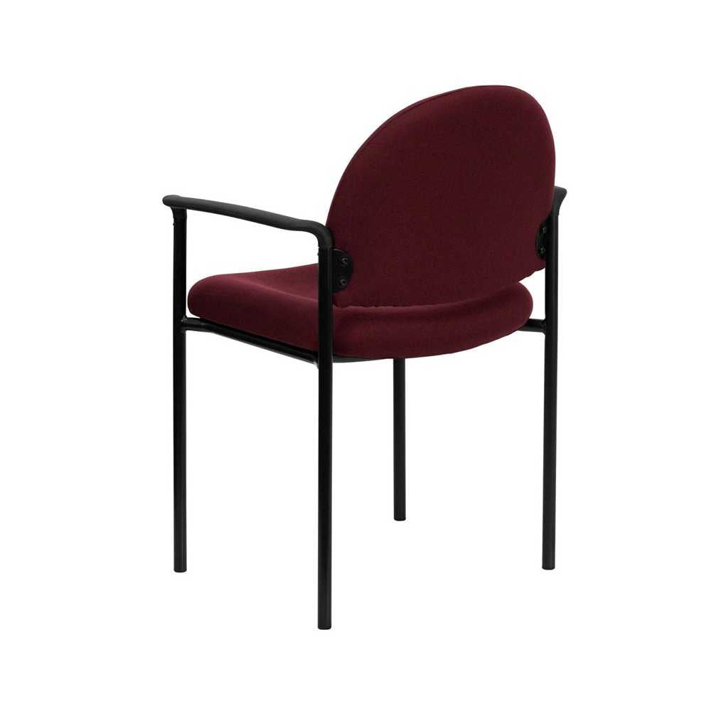 Comfort Burgundy Fabric Stackable Steel Side Reception Chair with Arms
