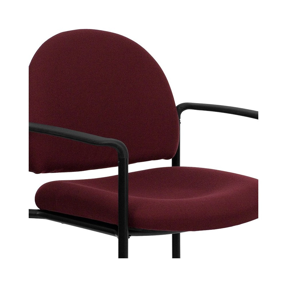 Comfort Burgundy Fabric Stackable Steel Side Reception Chair with Arms