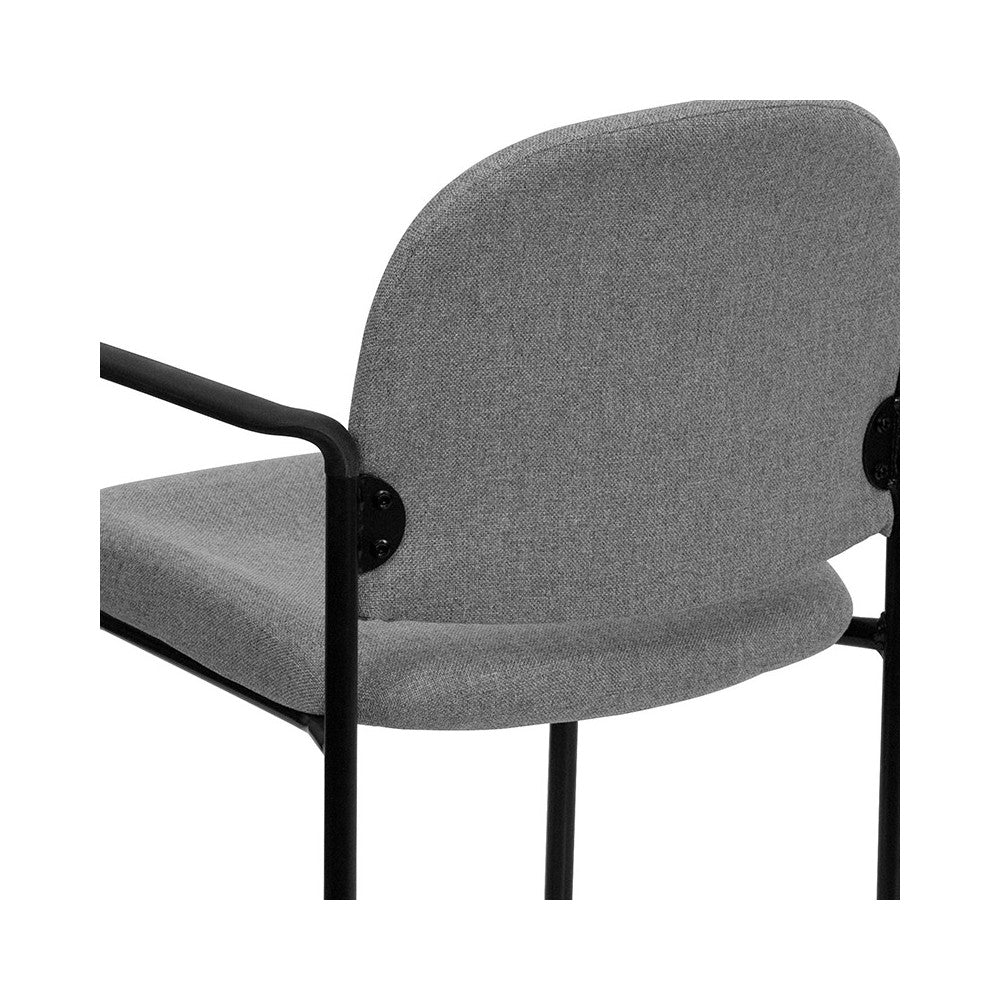 Comfort Gray Fabric Stackable Steel Side Reception Chair with Arms