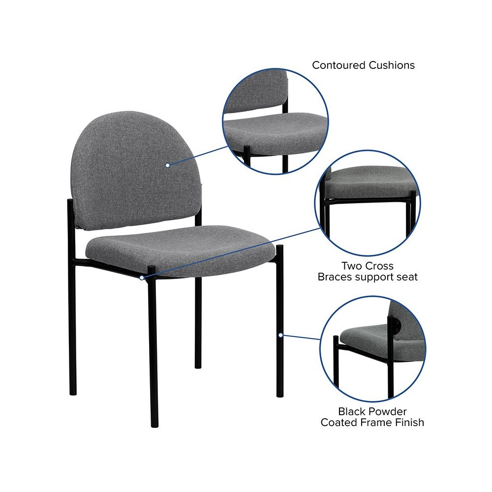 Comfort Gray Fabric Stackable Steel Side Reception Chair