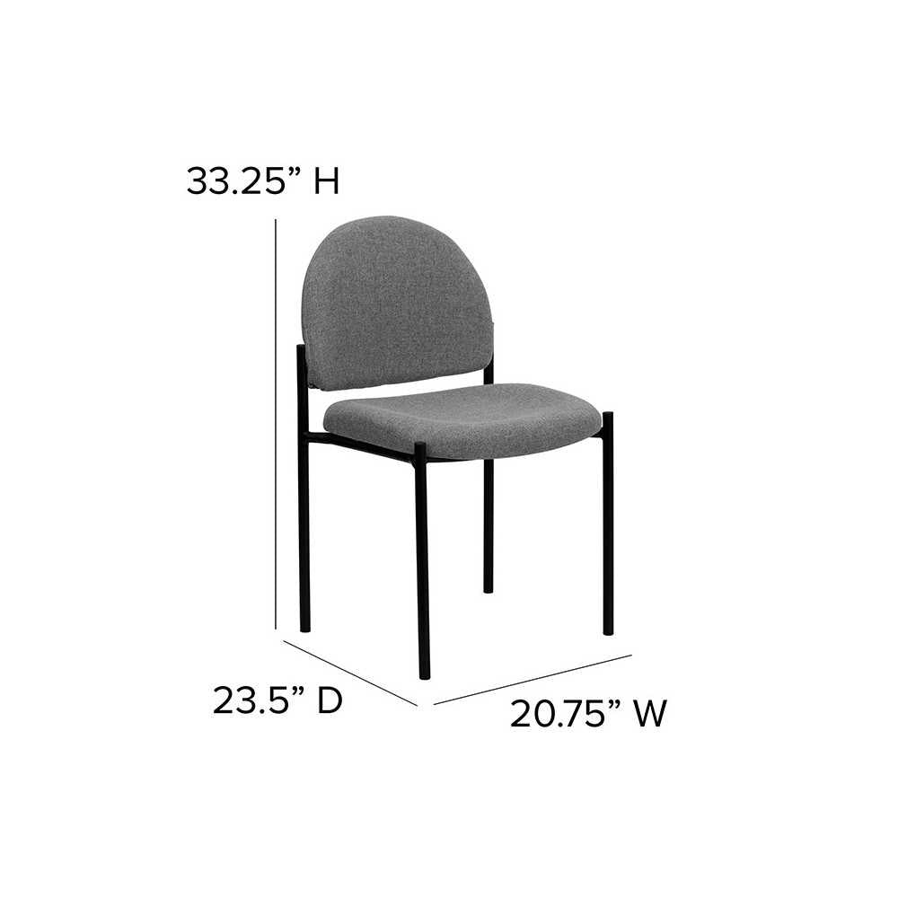 Comfort Gray Fabric Stackable Steel Side Reception Chair
