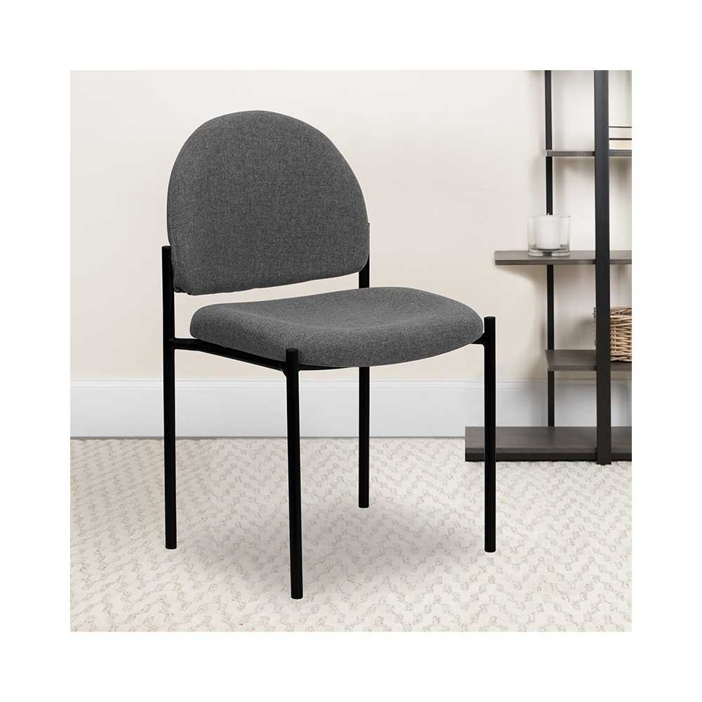 Comfort Gray Fabric Stackable Steel Side Reception Chair