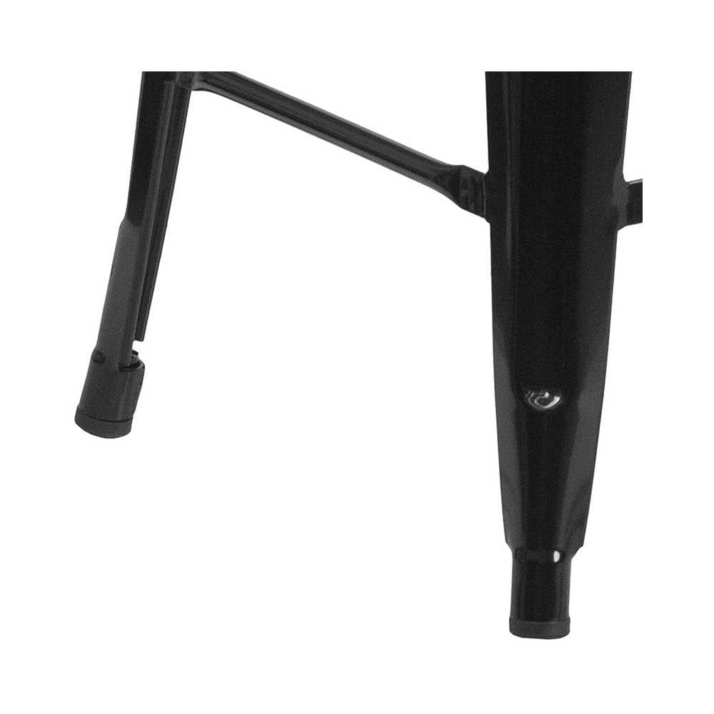 Commercial Grade 24" High Backless Black Metal Indoor-Outdoor Counter Height Stool with Square Seat