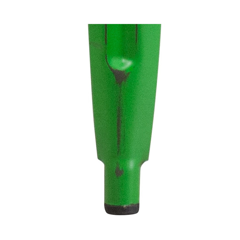Commercial Grade 24" High Backless Distressed Green Metal Indoor-Outdoor Counter Height Stool