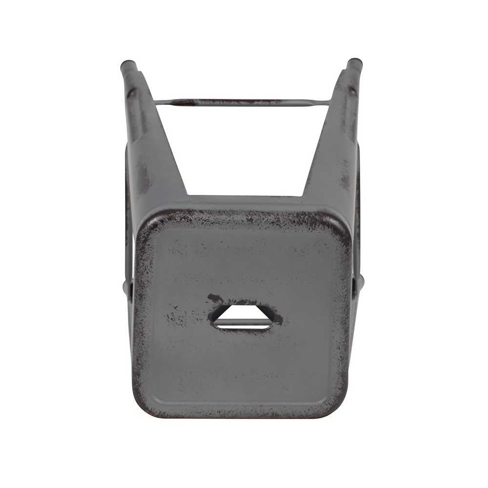 Commercial Grade 24" High Backless Distressed Silver Gray Metal Indoor-Outdoor Counter Height Stool