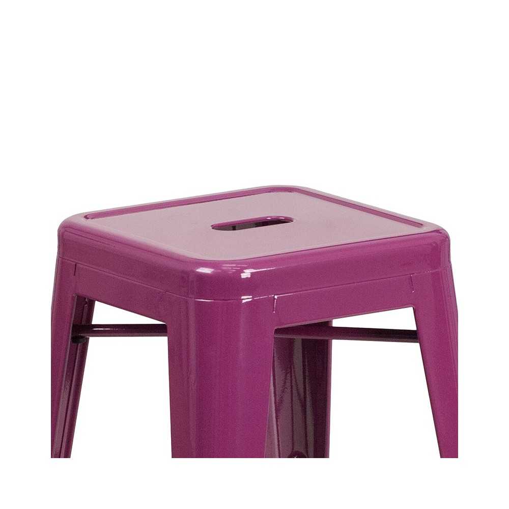 Commercial Grade 24" High Backless Purple Indoor-Outdoor Counter Height Stool