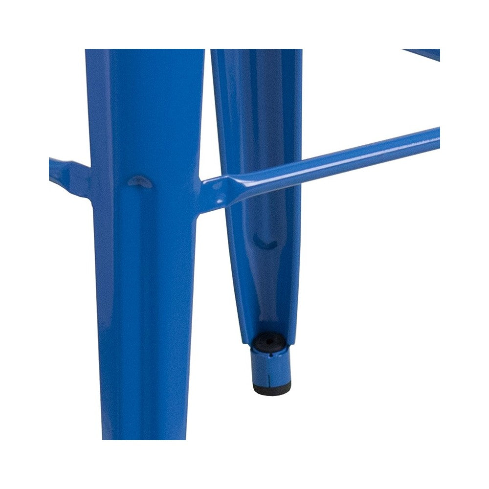 Commercial Grade 30" High Backless Blue Metal Indoor-Outdoor Barstool with Square Seat