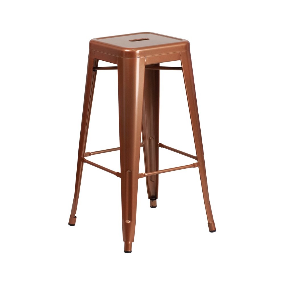 Commercial Grade 30" High Backless Copper Indoor-Outdoor Barstool
