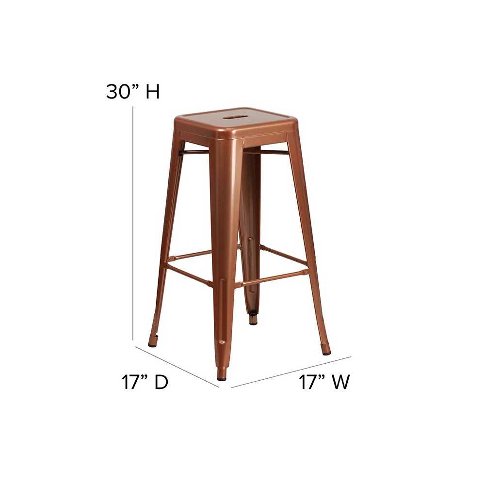 Commercial Grade 30" High Backless Copper Indoor-Outdoor Barstool