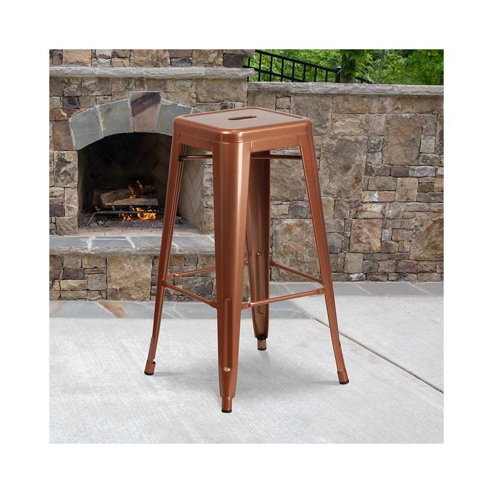 Commercial Grade 30" High Backless Copper Indoor-Outdoor Barstool