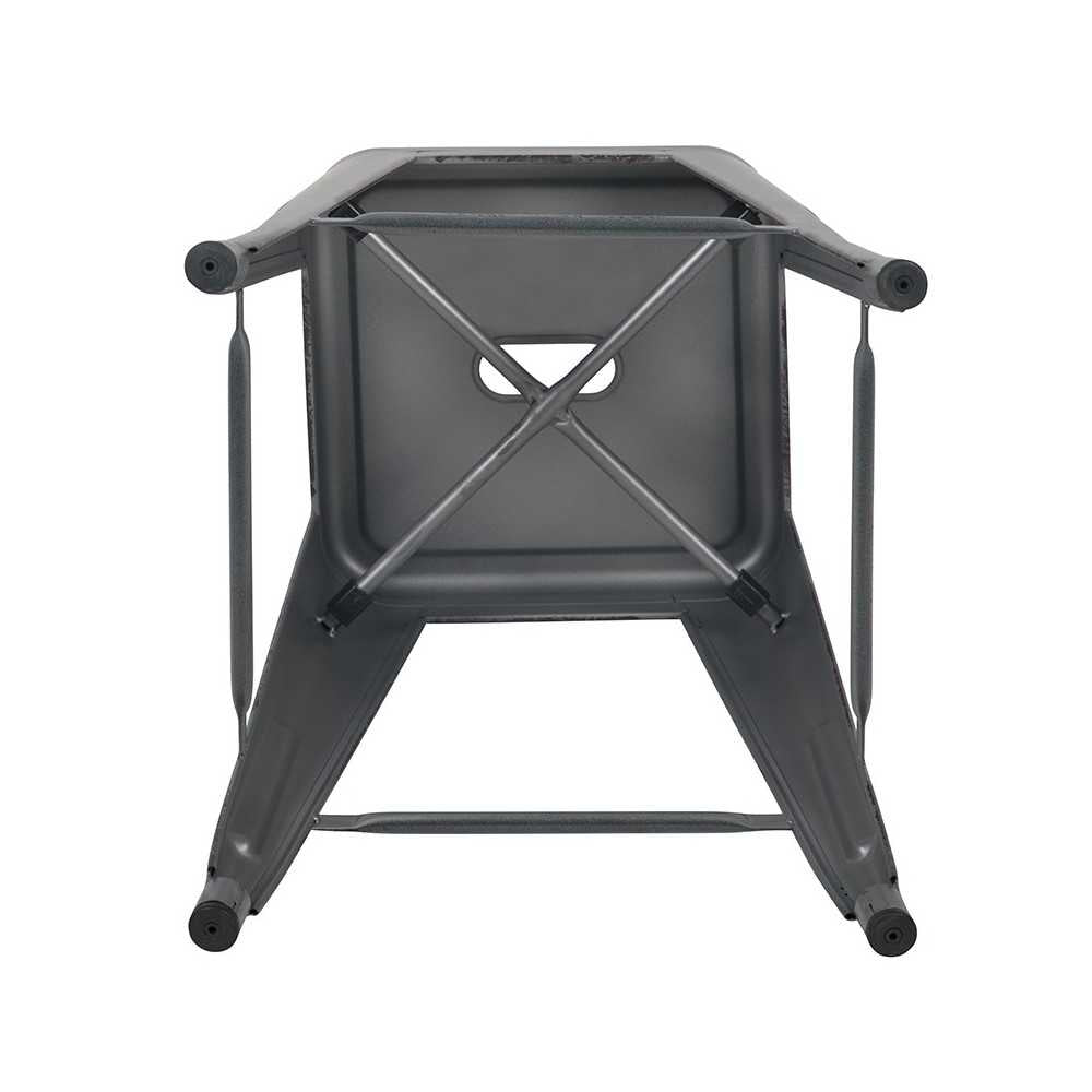 Commercial Grade 30" High Backless Distressed Silver Gray Metal Indoor-Outdoor Barstool
