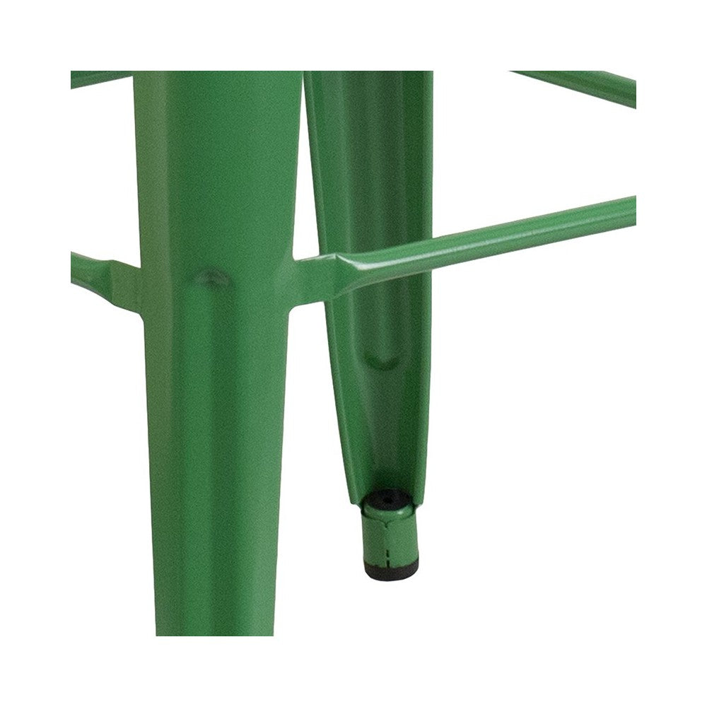 Commercial Grade 30" High Backless Green Metal Indoor-Outdoor Barstool with Square Seat