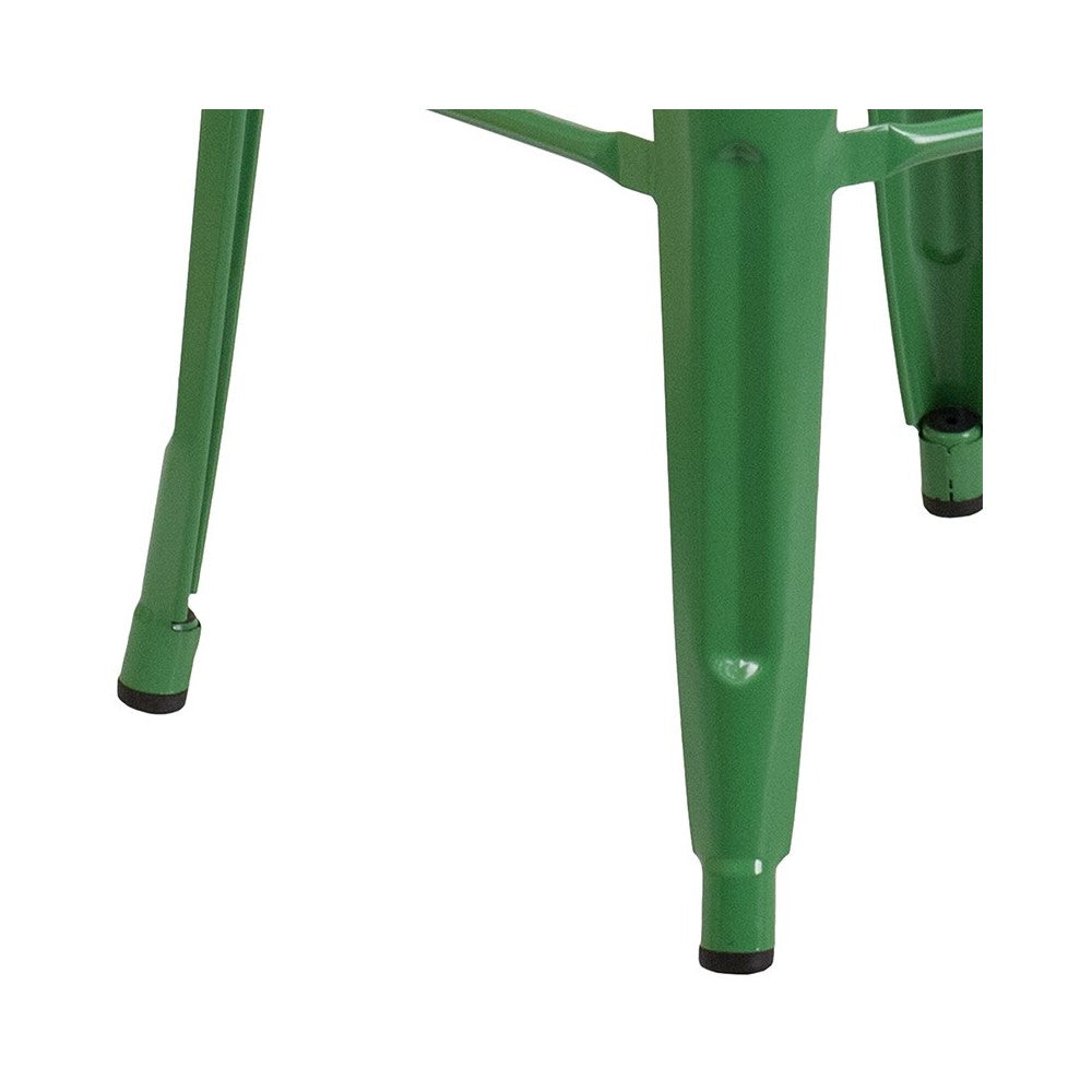 Commercial Grade 30" High Backless Green Metal Indoor-Outdoor Barstool with Square Seat