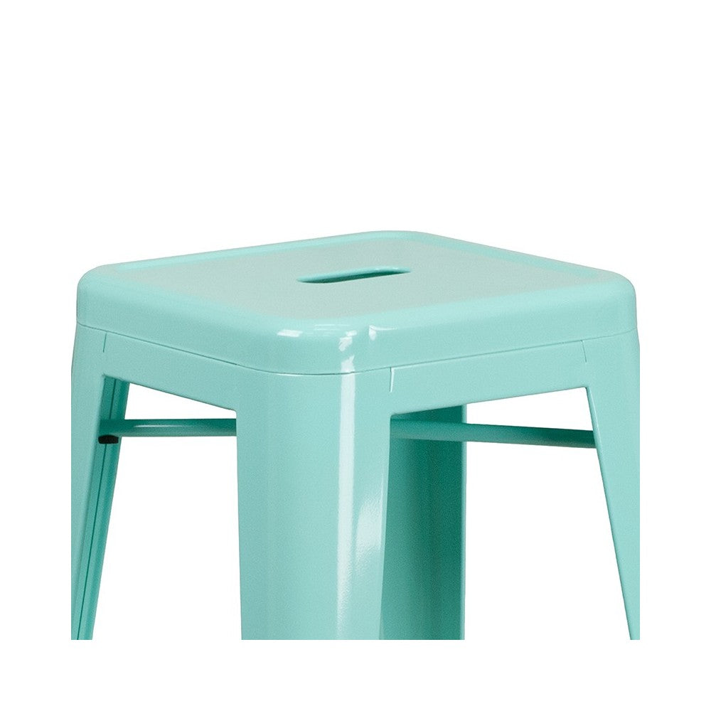 Commercial Grade 30" High Backless Mint Green Indoor-Outdoor Barstool
