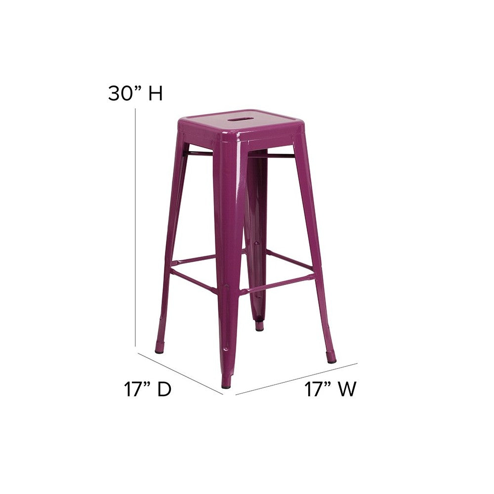 Commercial Grade 30" High Backless Purple Indoor-Outdoor Barstool