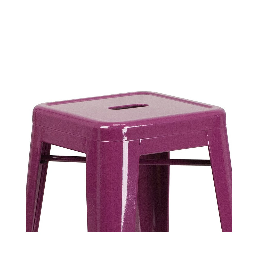 Commercial Grade 30" High Backless Purple Indoor-Outdoor Barstool