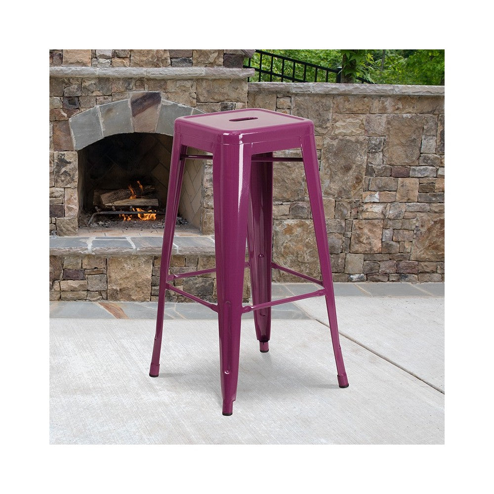 Commercial Grade 30" High Backless Purple Indoor-Outdoor Barstool