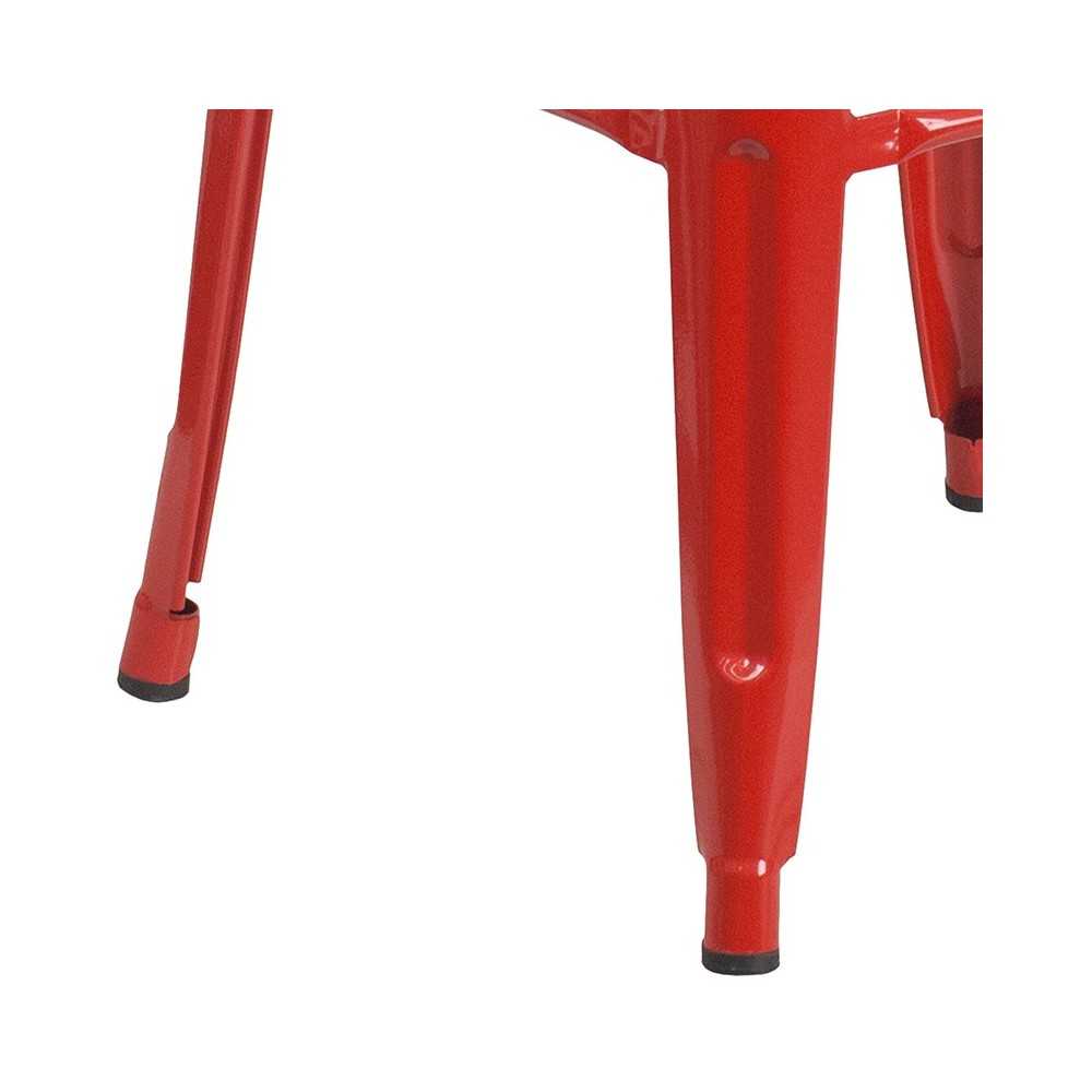 Commercial Grade 30" High Backless Red Metal Indoor-Outdoor Barstool with Square Seat