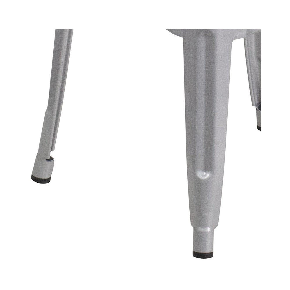 Commercial Grade 30" High Backless Silver Metal Indoor-Outdoor Barstool with Square Seat