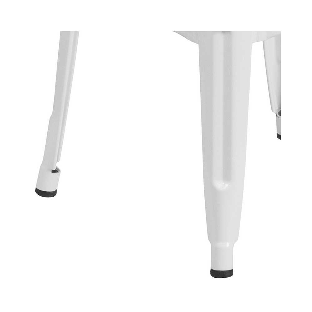 Commercial Grade 30" High Backless White Metal Indoor-Outdoor Barstool with Square Seat