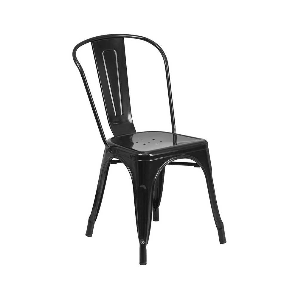 Commercial Grade 30" Round Black Metal Indoor-Outdoor Table Set with 2 Cafe Chairs
