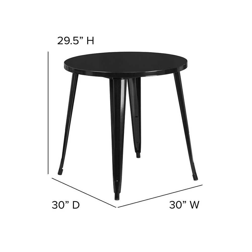 Commercial Grade 30" Round Black Metal Indoor-Outdoor Table