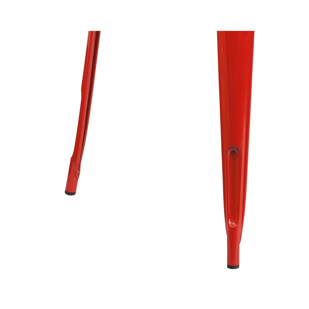 Commercial Grade 31.5" Square Red Metal Indoor-Outdoor Table