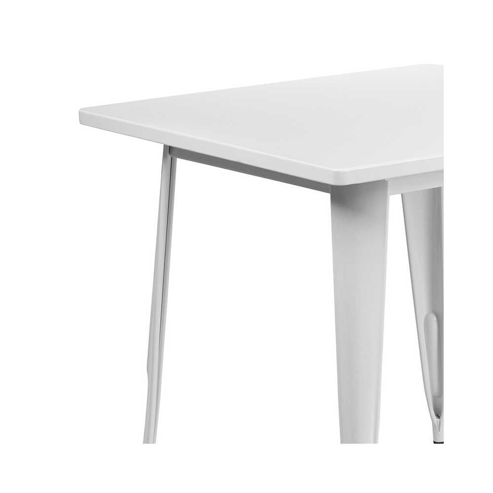 Commercial Grade 31.5" Square White Metal Indoor-Outdoor Table