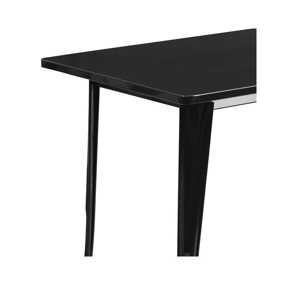 Commercial Grade 31.5" x 63" Rectangular Black Metal Indoor-Outdoor Table